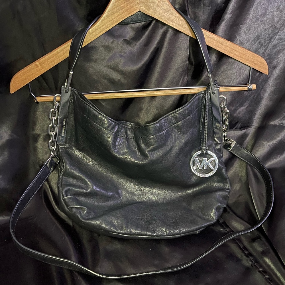 Michael Kors MK black purse shoulder bag chains. Used.